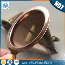 Easy to clean stainless steel 304 rose gold coffee filter / coffee dripper/coffee strainer